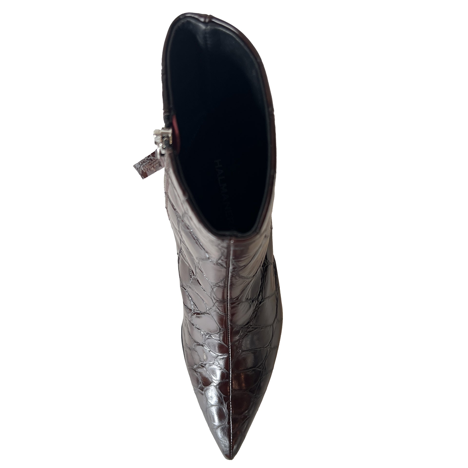 Croco Embossed Leather Pointy Toe Kitten Heel Ankle Boots - FOSCA16C Shoes Halmanera