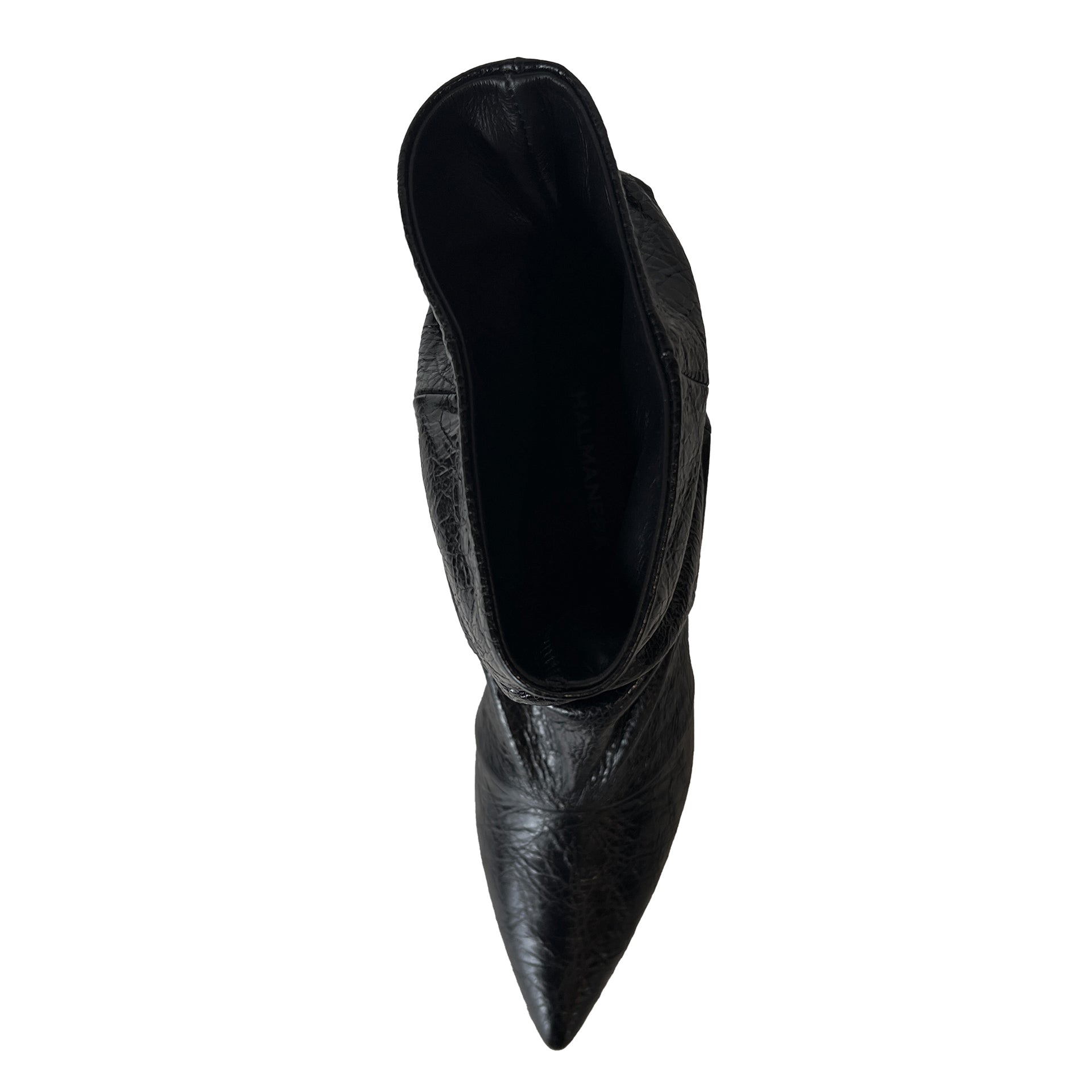 Crinkle Leather Pointy Toe Ruched Ankle Boots - GIL24 Shoes Halmanera