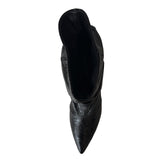 Crinkle Leather Pointy Toe  Ruched Ankle Boots - GIL24