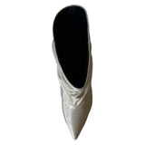 Crinkle Leather Pointy Toe  Ruched Ankle Boots - GIL24