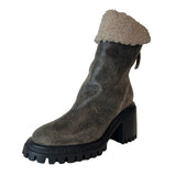 Shearling Chunky Heel Ankle Boots - ROST27W