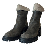Shearling Chunky Heel Ankle Boots - ROST27W