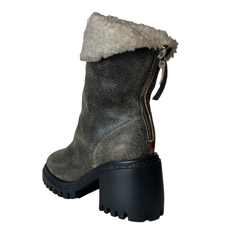 Shearling Chunky Heel Ankle Boots - ROST27W