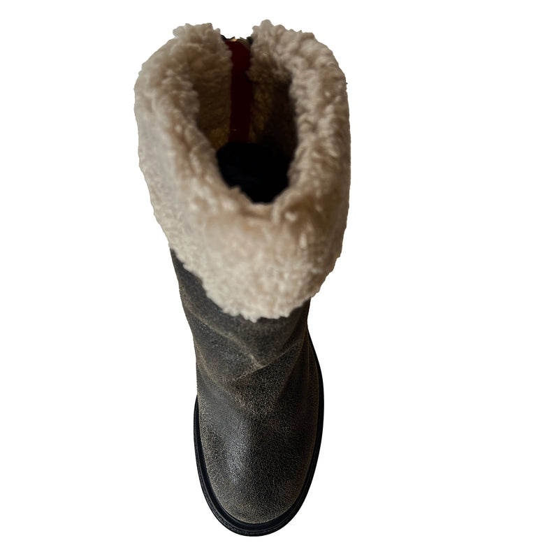 Shearling Chunky Heel Ankle Boots - ROST27W