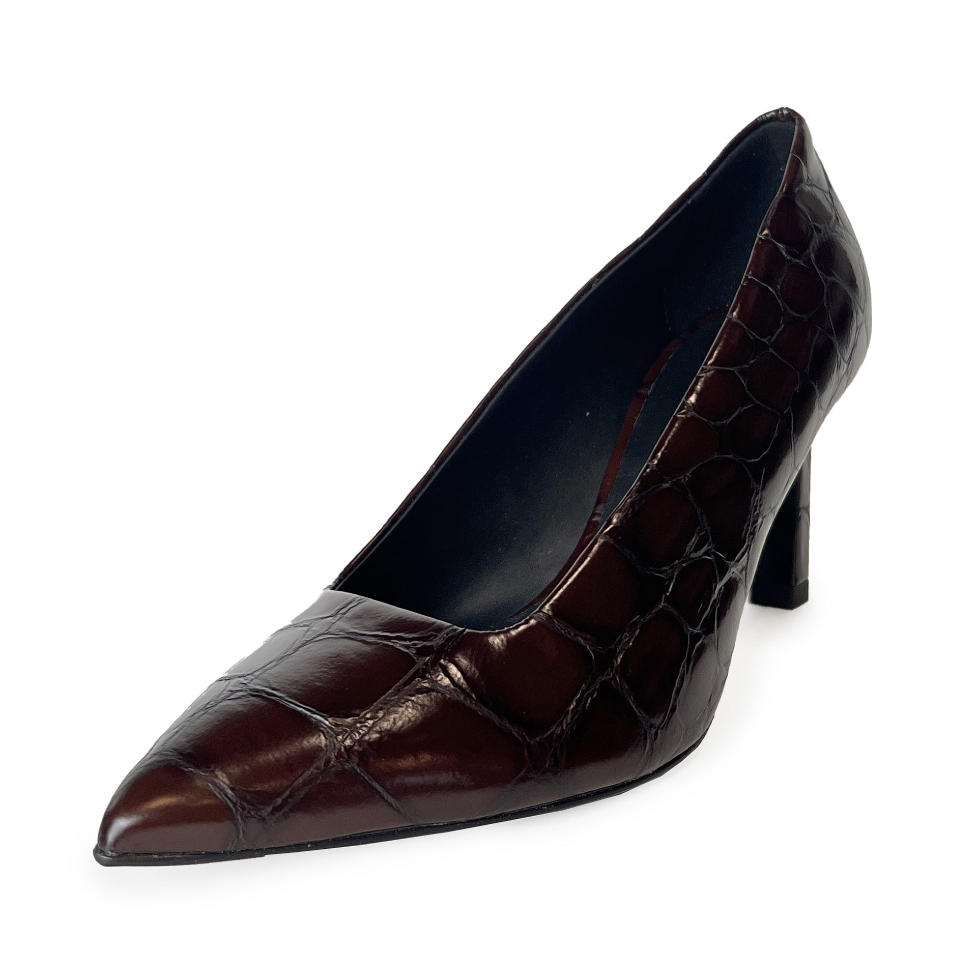 Pointy Toe High Heel Croco Pumps Shoes Halmanera