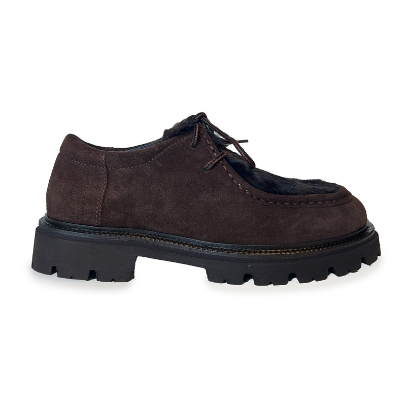 Calf Hair Lace Up Loafer with E.V.A. Sole