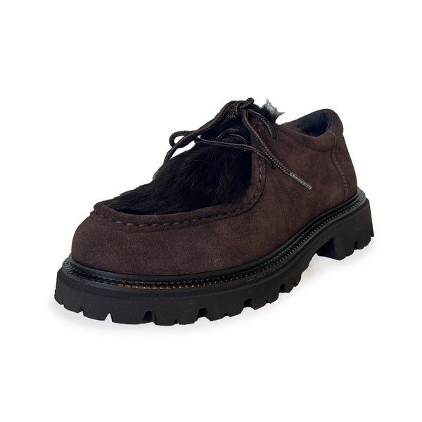 Calf Hair Lace Up Loafer with E.V.A. Sole