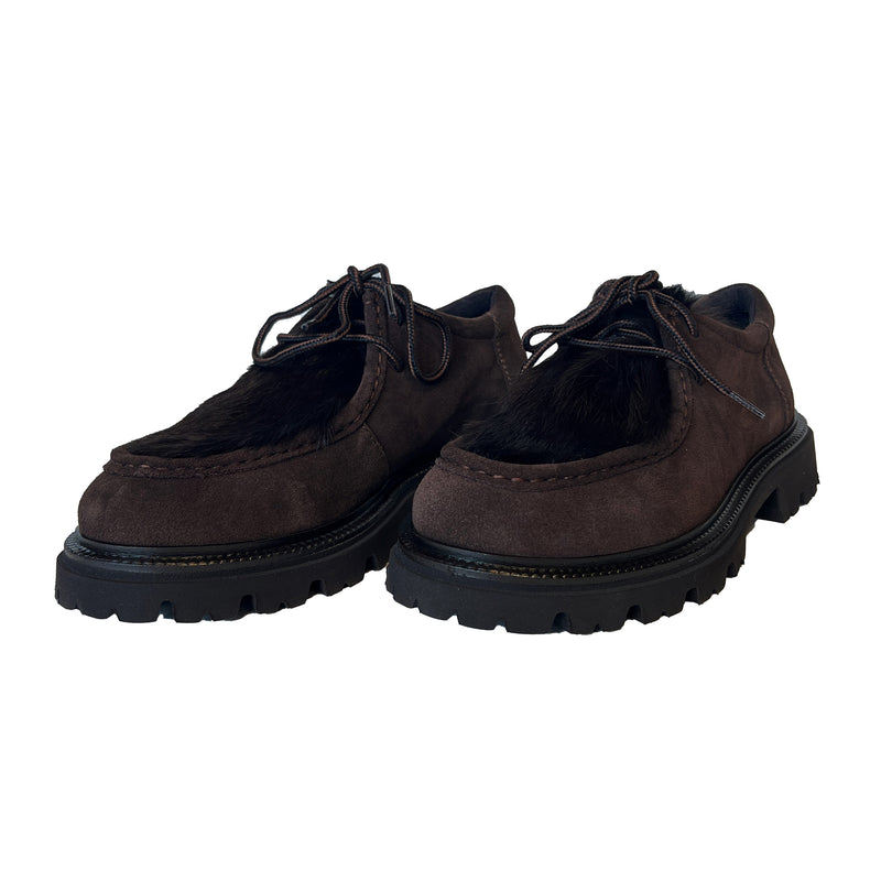 Calf Hair Lace Up Loafer with E.V.A. Sole