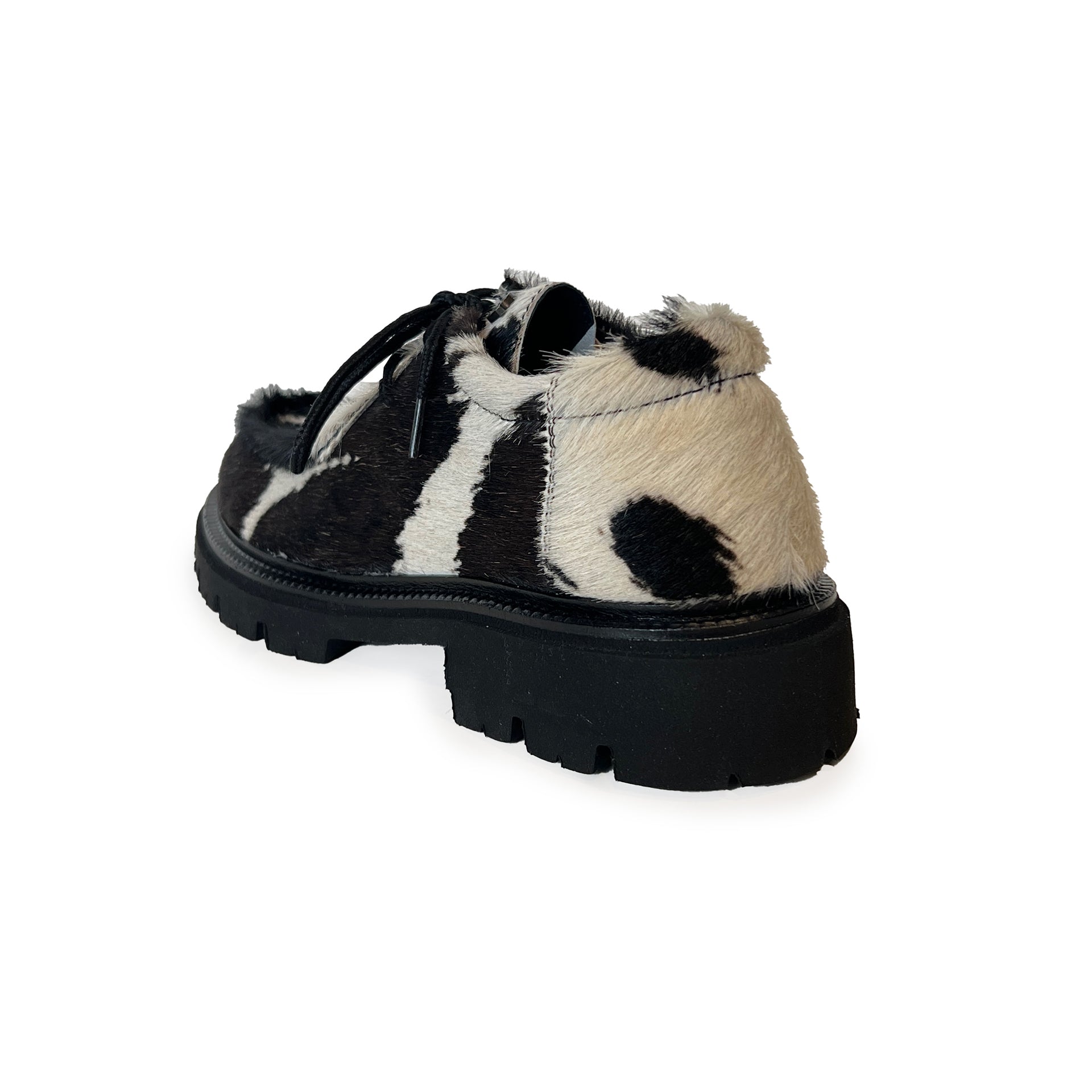 Cow Print Calf Hair Lace Up Loafer with E.V.A. Sole Shoes Kjore Project