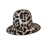 Leopard print hat on a white background