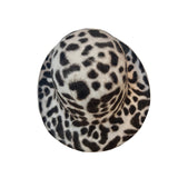 Leopard print hat on a white background