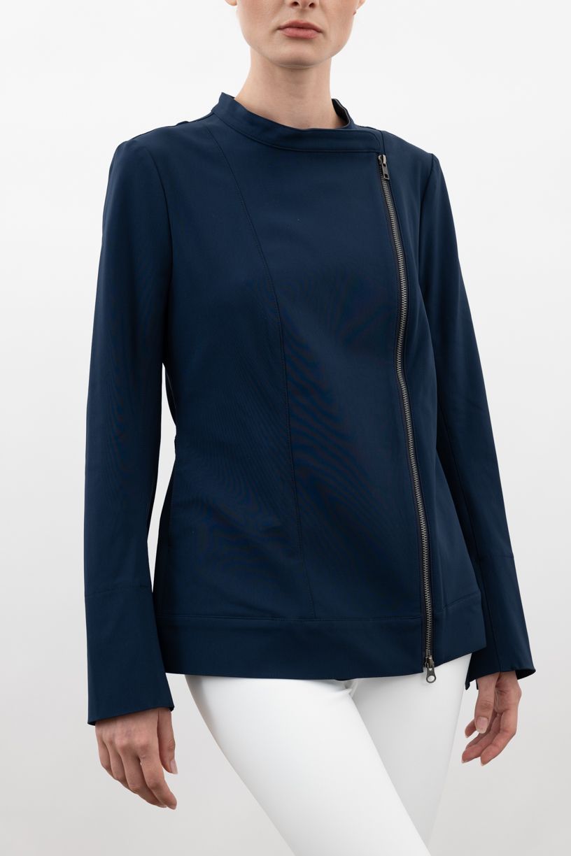 Tech Stretch Moto Jacket with Waist Drawstrings - VERACRUZ Jacket STYLEM Indigo P 