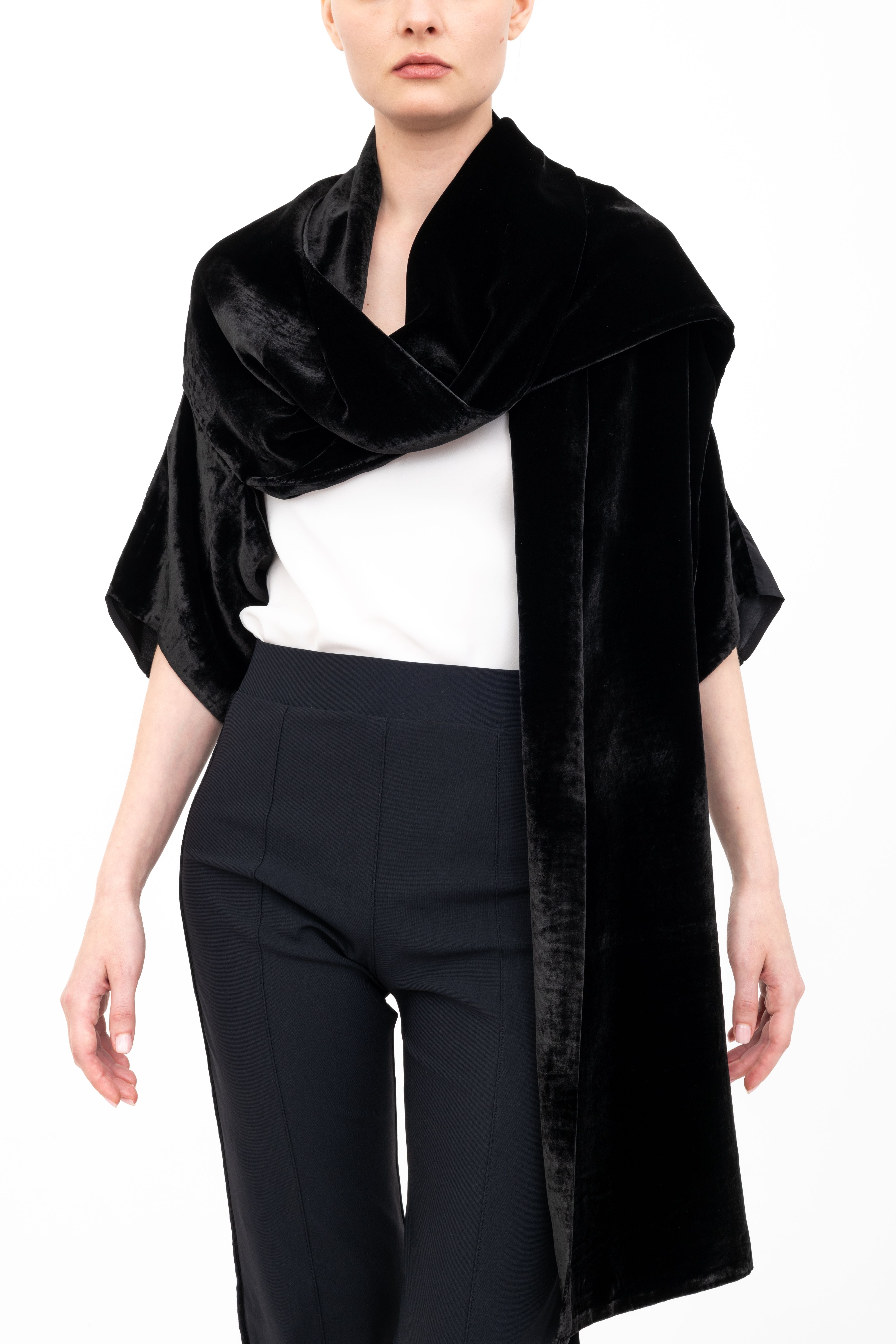Silk Velvet Shrug with Silk Contrast - AMARI Scarf GENERAL ORIENT