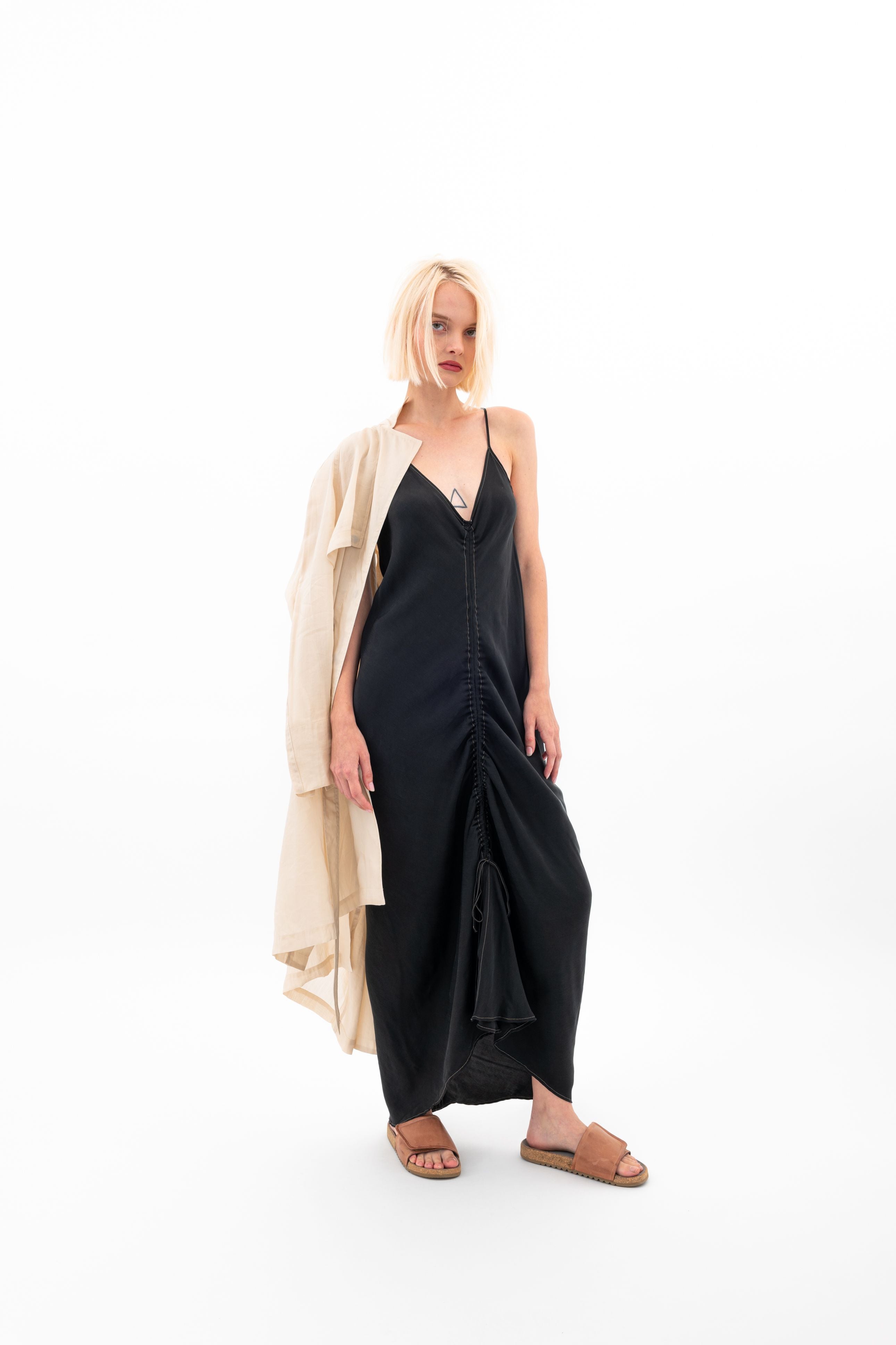 Silky Cupro Long Spaghetti Strap Dress - WILEY Dress STYLEM