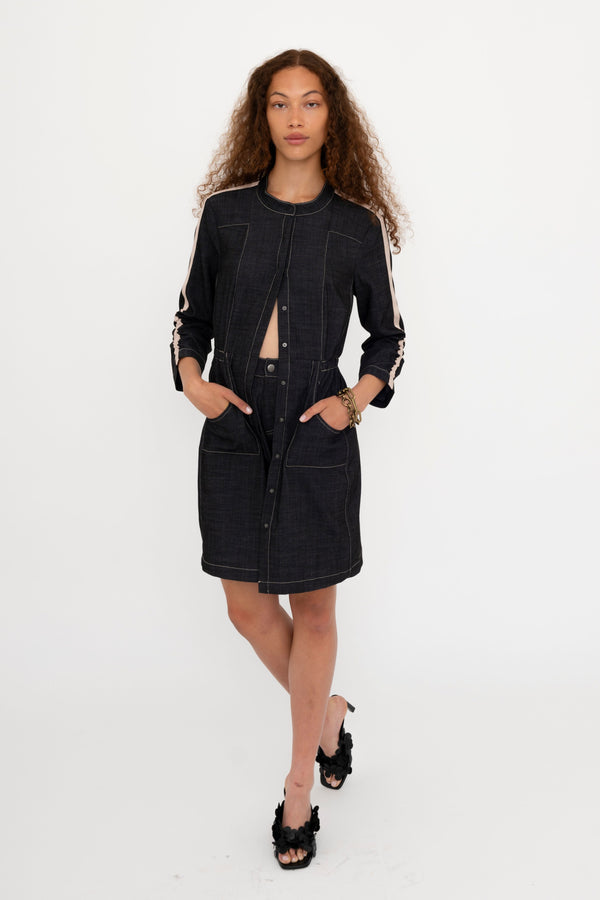 Eco Slub Denim Midi Duster Dress - BRYN Dress GENERAL ORIENT
