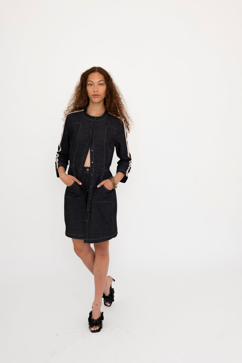 Eco Slub Denim Midi Duster Dress - BRYN Dress GENERAL ORIENT