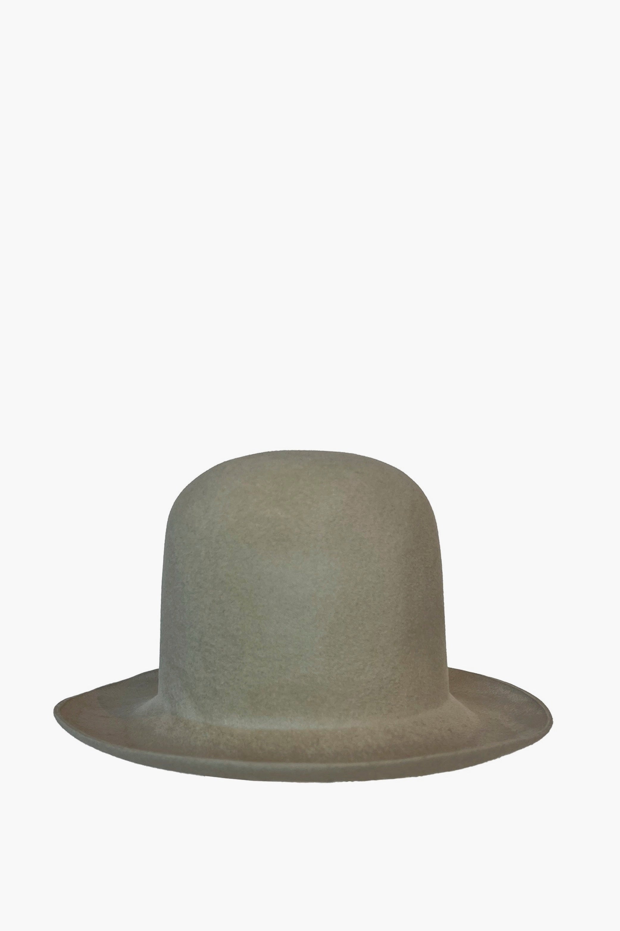 Beige derby hat on a white background