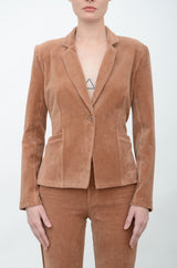 Stretch Corduroy Notched Collar Short Blazer - AMALFI  FA24 Jacket GENERAL ORIENT Mink-Cord P 