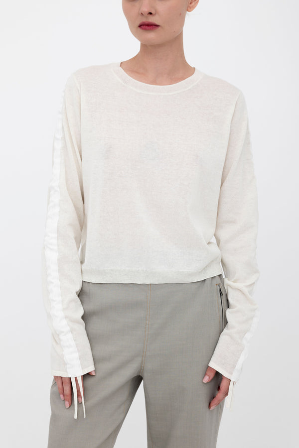 Organic Cotton Blend Crew Neck Knit Top - BRIAR Sweater YUE FENG