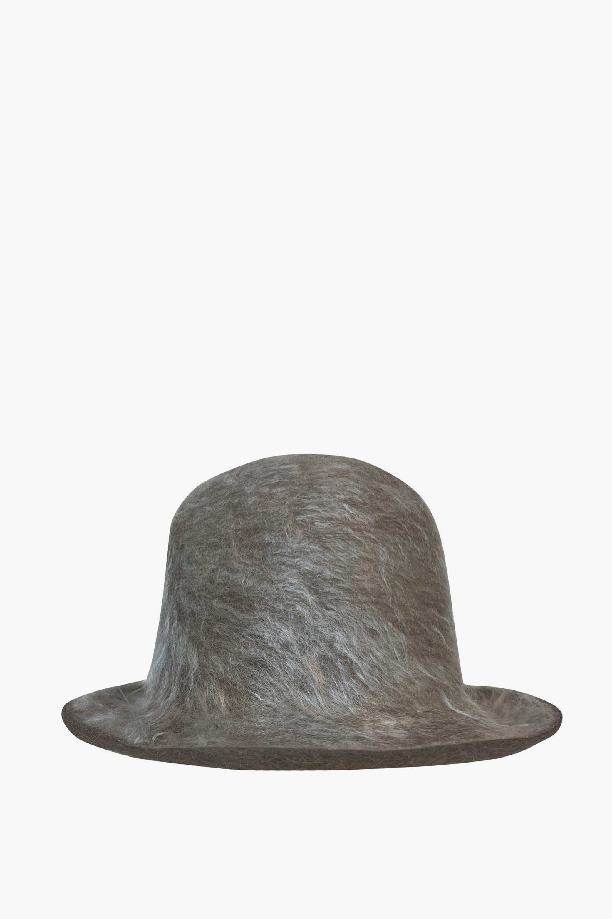 Beige felt hat on a white background