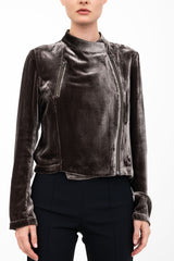 Silk Velvet Moto Jacket - AVERY H24 Jacket GENERAL ORIENT   