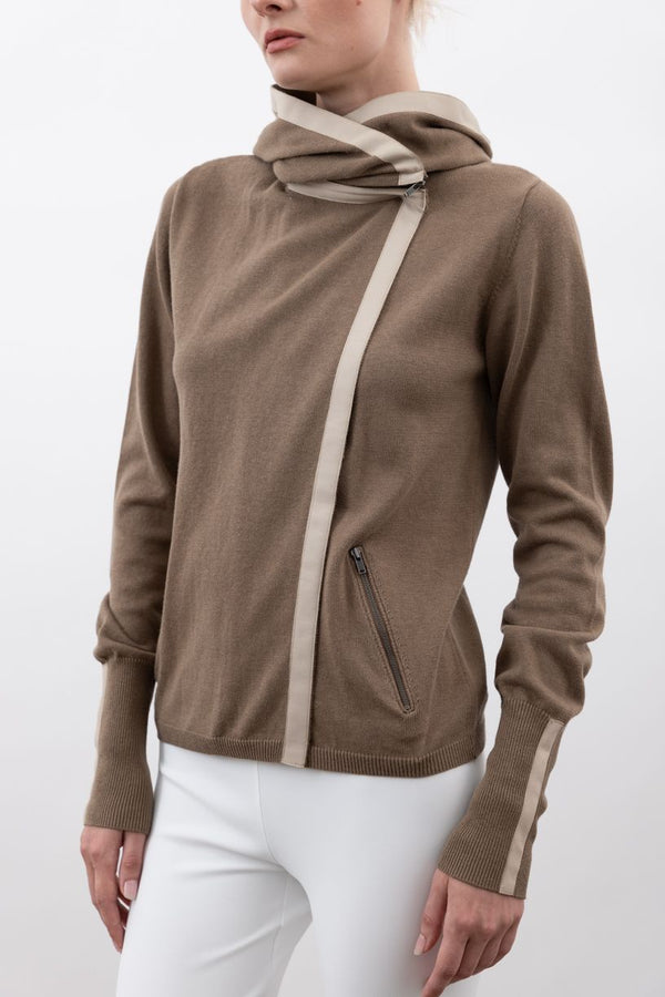 Cotton Sweater Zip Off Hoodie Cardigan - VEDA SP24 Sweater STYLEM   