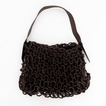 Waxed Cotton Rope Shoulder Bag with Leather Handle - ALIA Bag Alienina Brown OS 