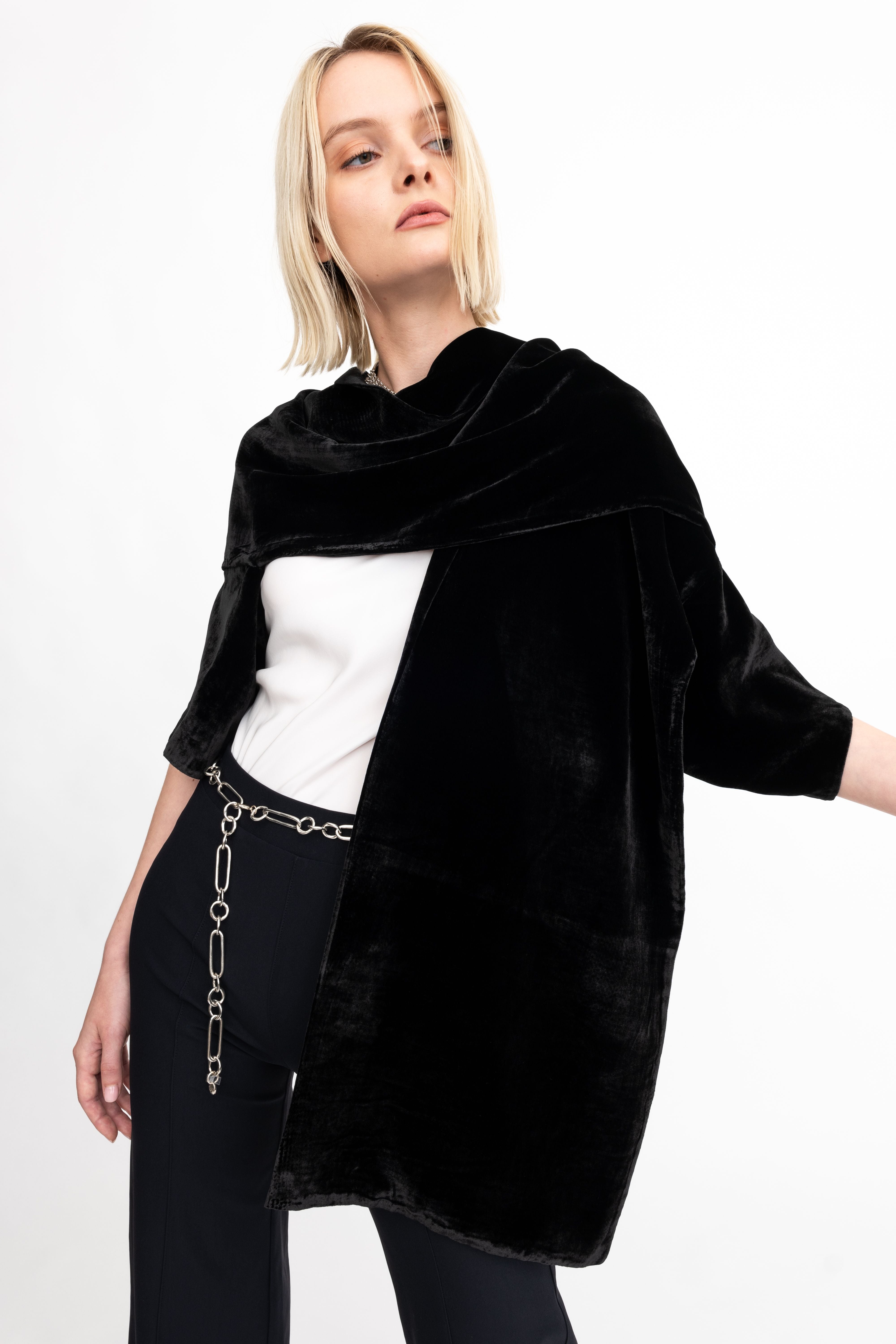 Silk Velvet Shrug with Silk Contrast - AMARI Scarf GENERAL ORIENT