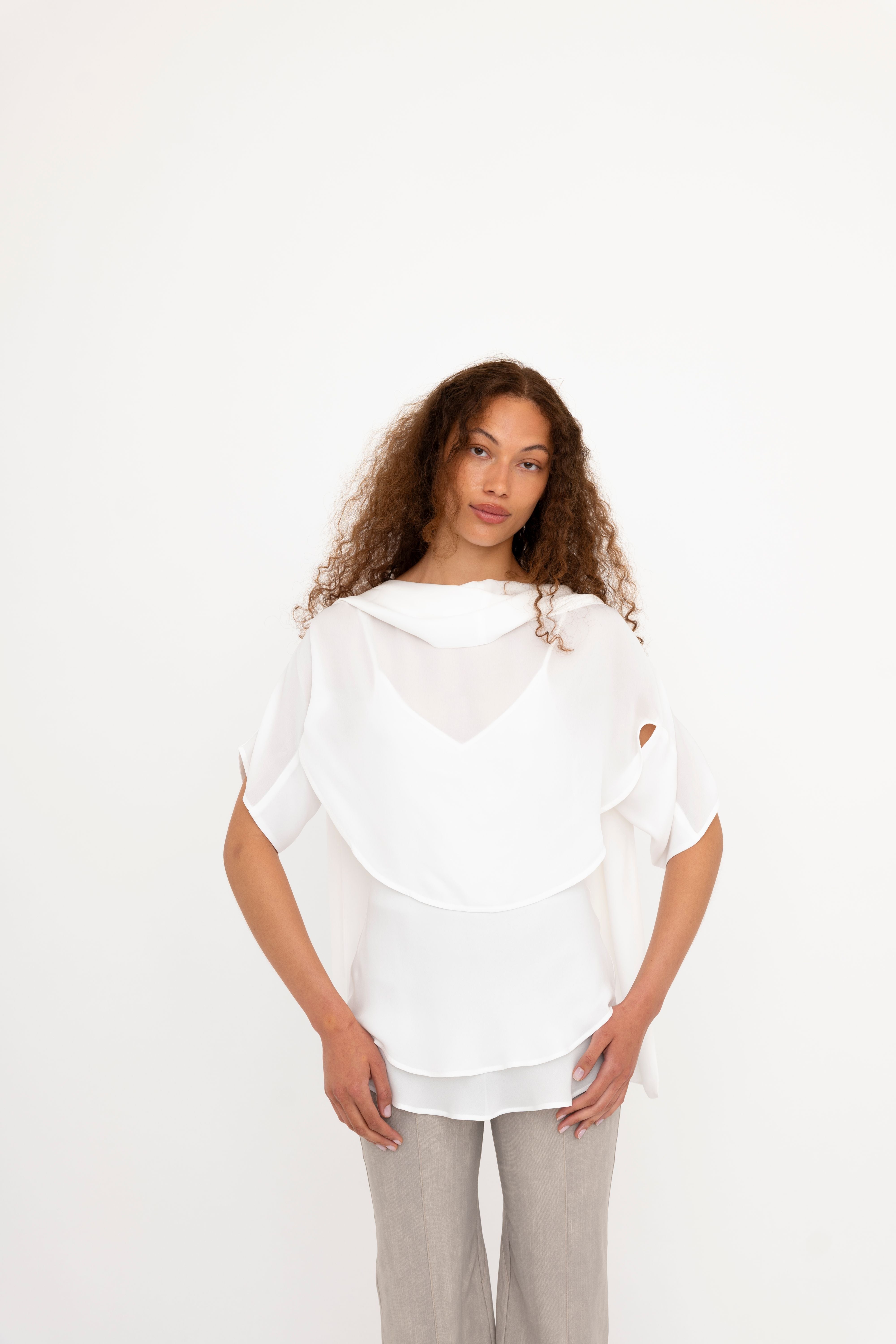 Silk Georgette Asymmetrical Shrug - BEATRIX Jacket GENERAL ORIENT