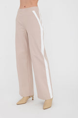 Tech Stretch Slouchy Pant with Side Contrast Stripe - BENTEN Pant STYLEM Nude/White P