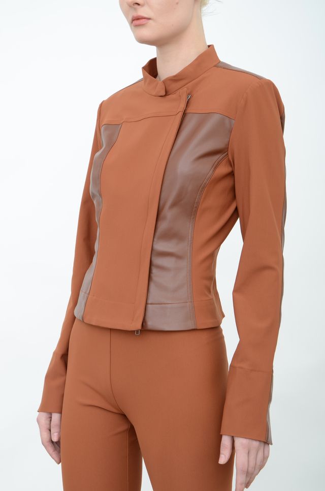 Tech Stretch Moto Jacket with Patchwork Detail - ARCHER Jacket General Orient
