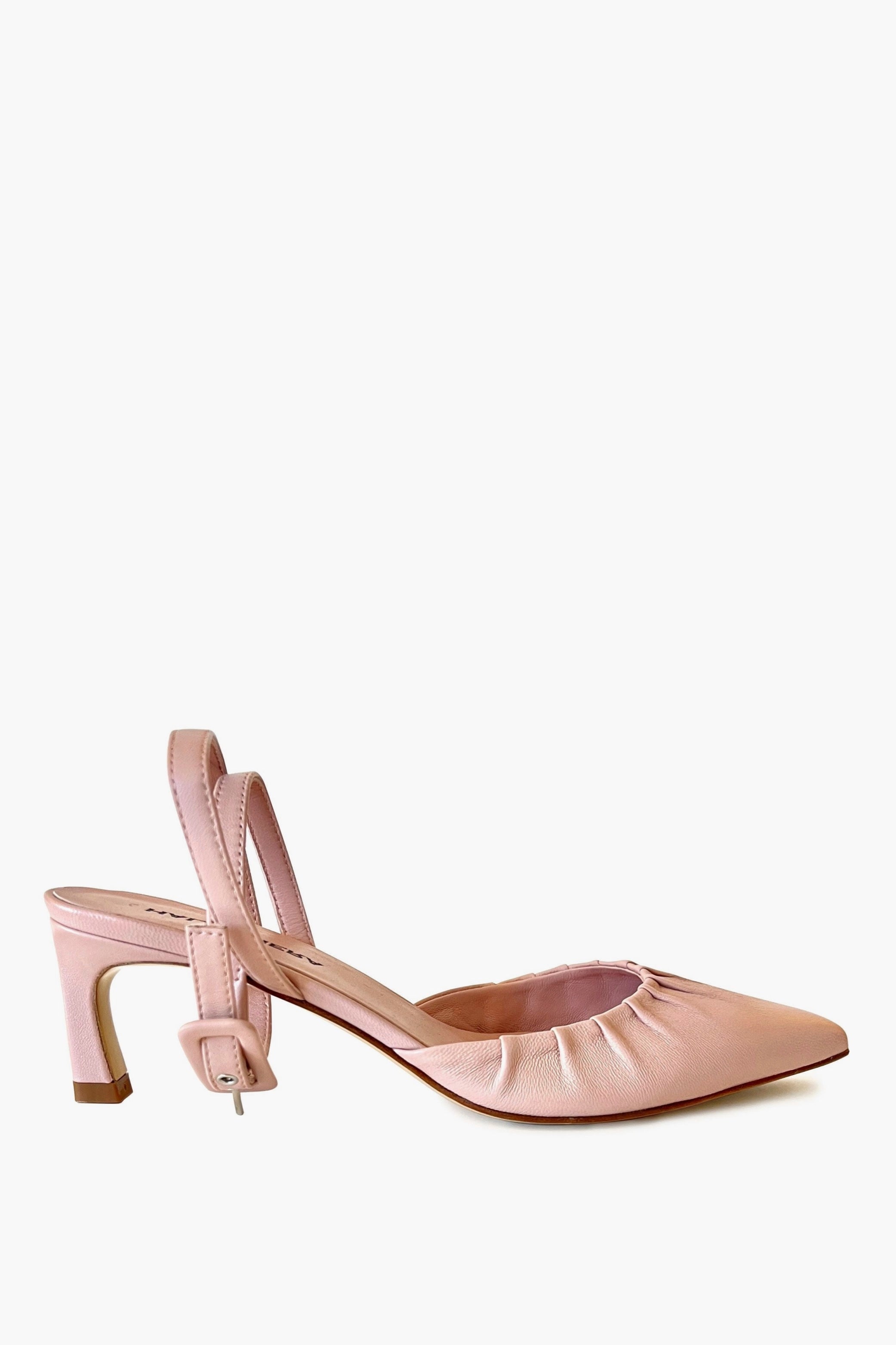 Pink Pointed Toe Ankle Strap Heel Pumps