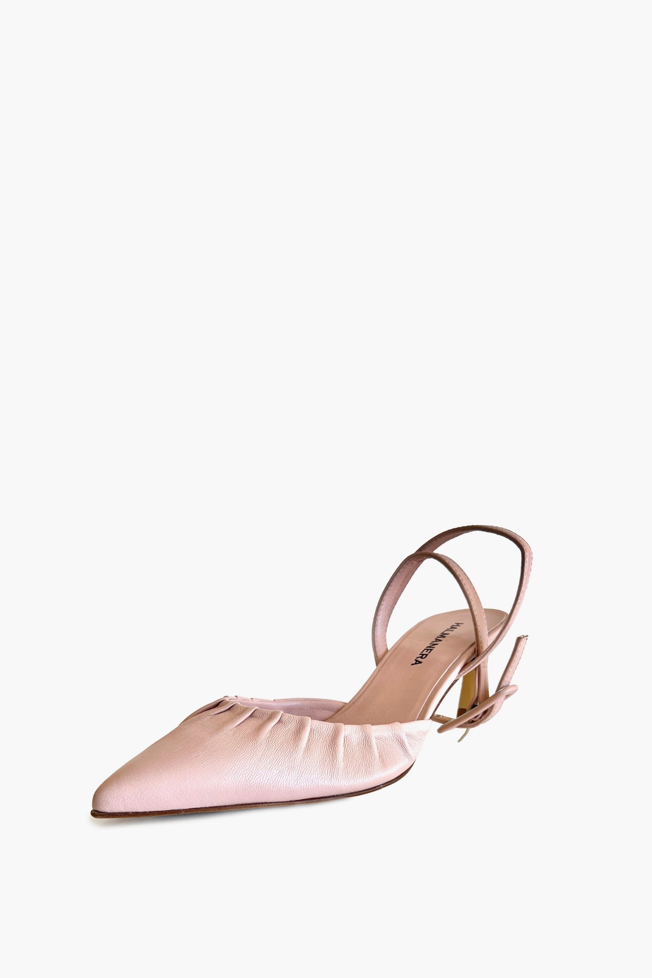 Pink Pointed Toe Ankle Strap Heel Pumps