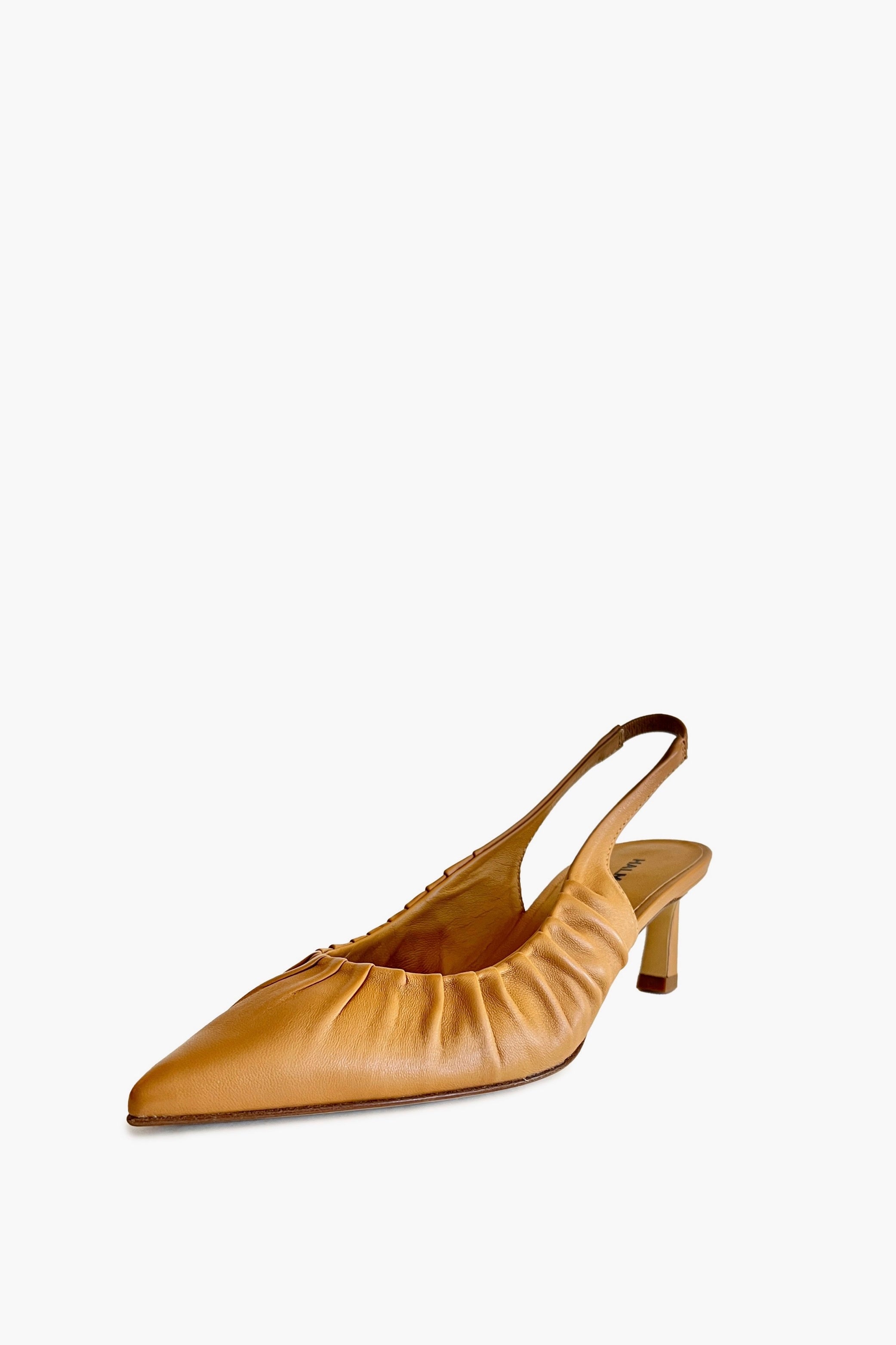 Tan Pointed Toe Slingback Heel Pumps