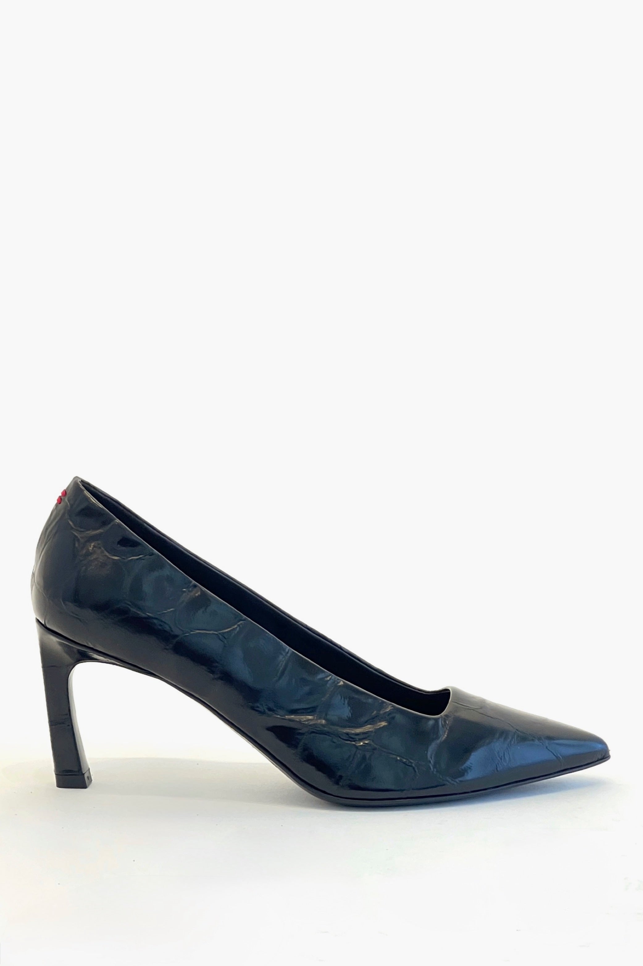 Black Pointy Toe High Heel Croco Pumps