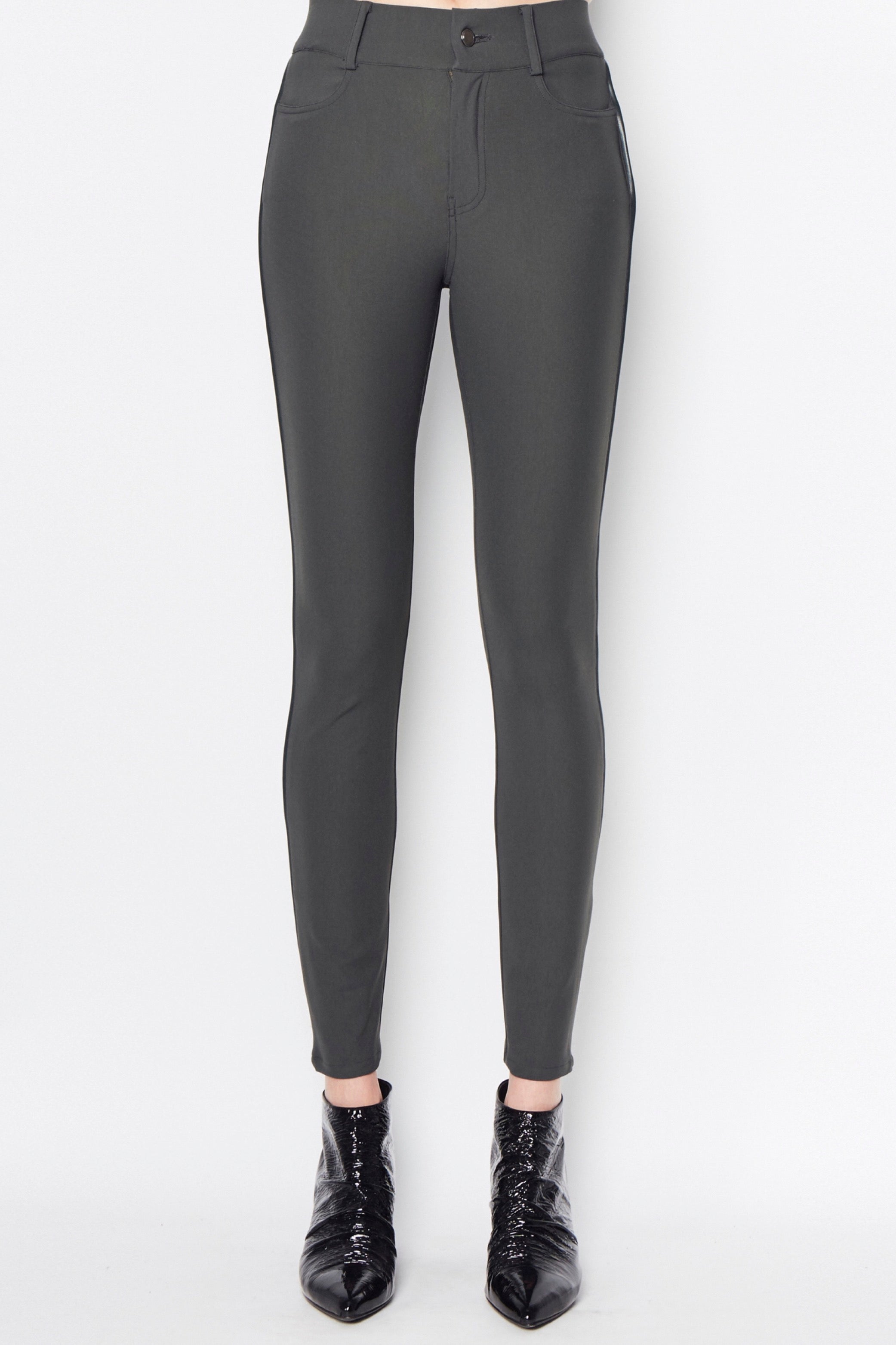 Green gray pants on a white background