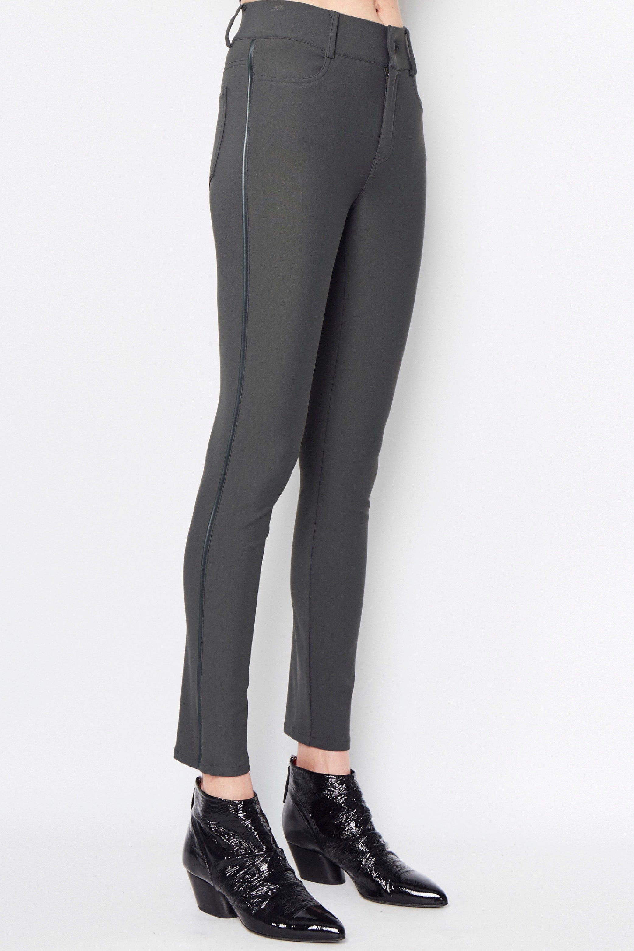 Green gray pants on a white background