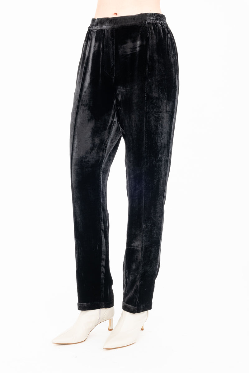 Silk Velvet Pant with Faux Fly - ATTICUS H24 Pant GENERAL ORIENT Black Velvet P 