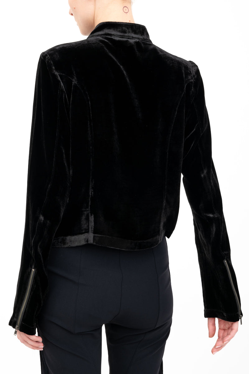 Silk Velvet Moto Jacket - AVERY H24 Jacket GENERAL ORIENT   