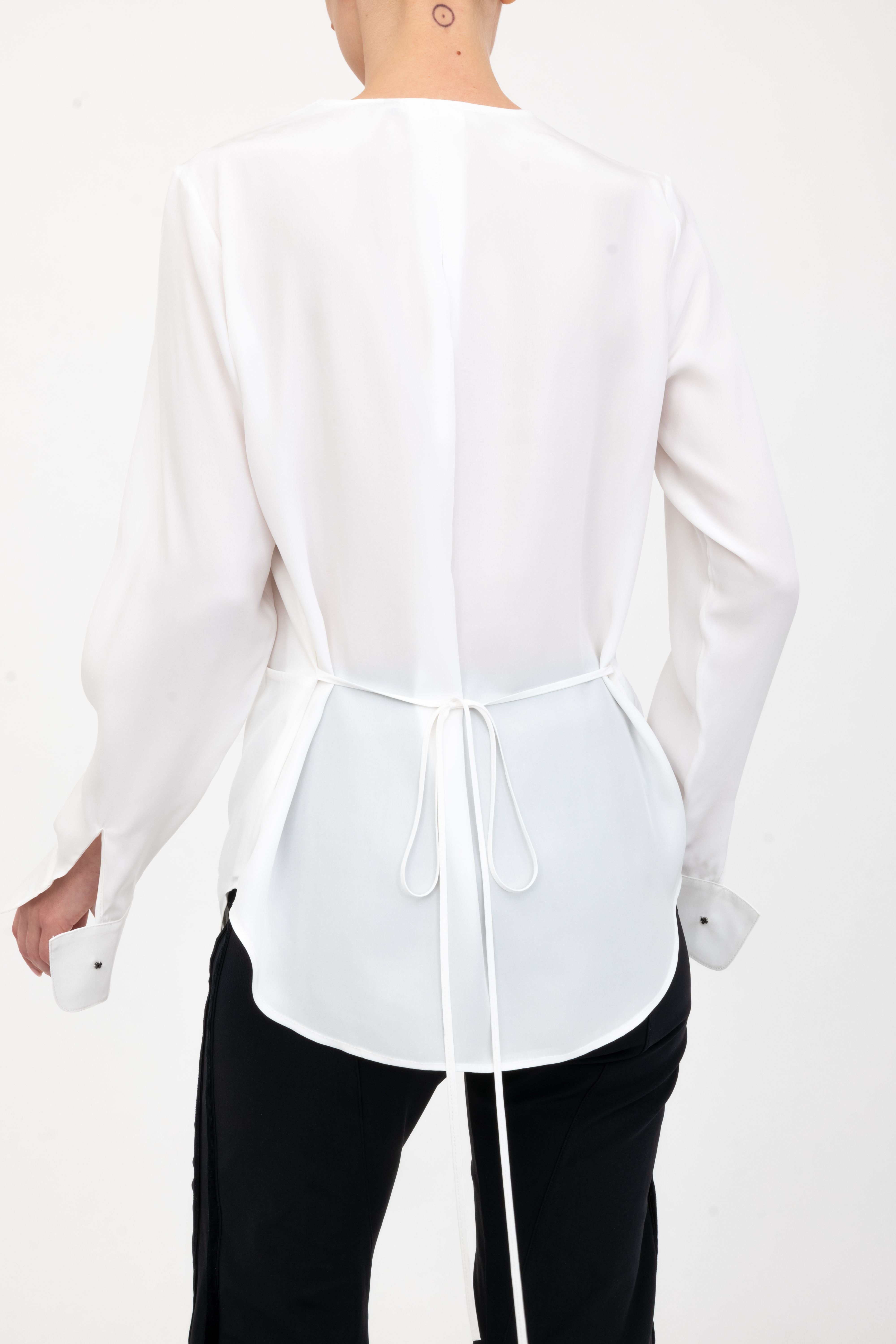 Silk Surplice Top with Wrap Tie - AMBROSE Top GENERAL ORIENT