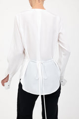 Silk Surplice Top with Wrap Tie - AMBROSE Shirt GENERAL ORIENT