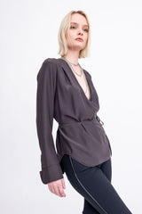 Silk Surplice Top with Wrap Tie - AMBROSE H24 Shirt GENERAL ORIENT   