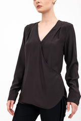 Silk Surplice Top with Wrap Tie - AMBROSE H24 Shirt GENERAL ORIENT Java Silk P 