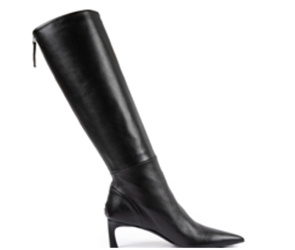 Pointy Toe Knee High Boots on Kitten Heels Elaine Kim Collection