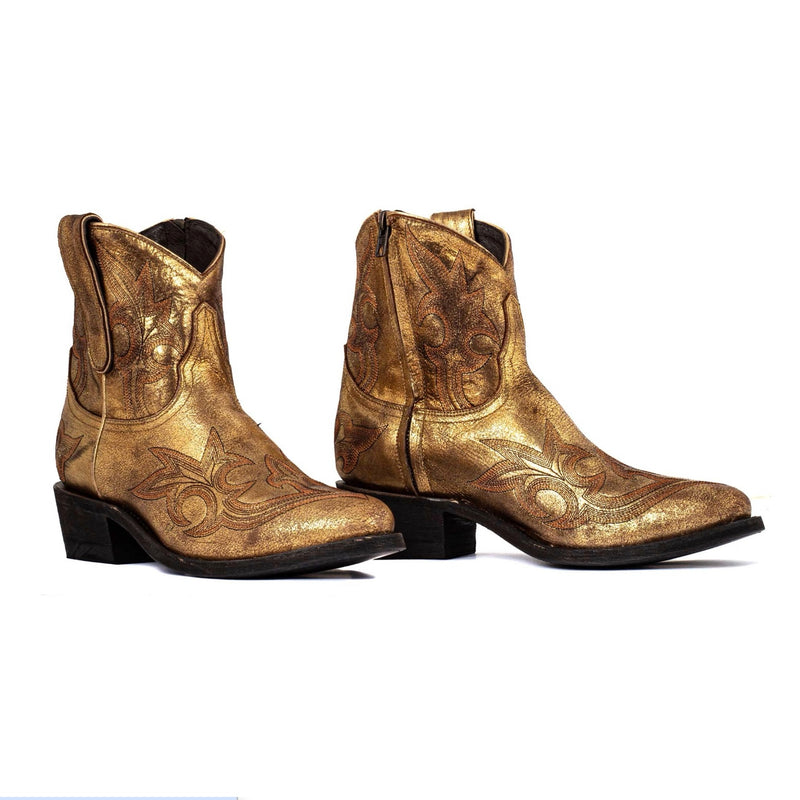 Cowboy Round Toe Ankle Boots - Golden Shoes Mexicana