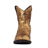 Cowboy Round Toe Ankle Boots - Golden Shoes Mexicana