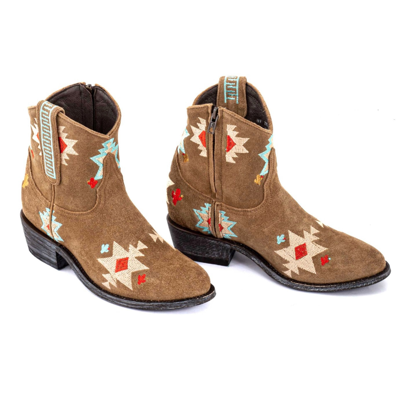 Cowboy Round Toe Ankle Boots - Navajo Shoes Mexicana