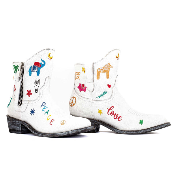 Cowboy Round Toe Ankle Boots - Love & Peace Shoes Mexicana