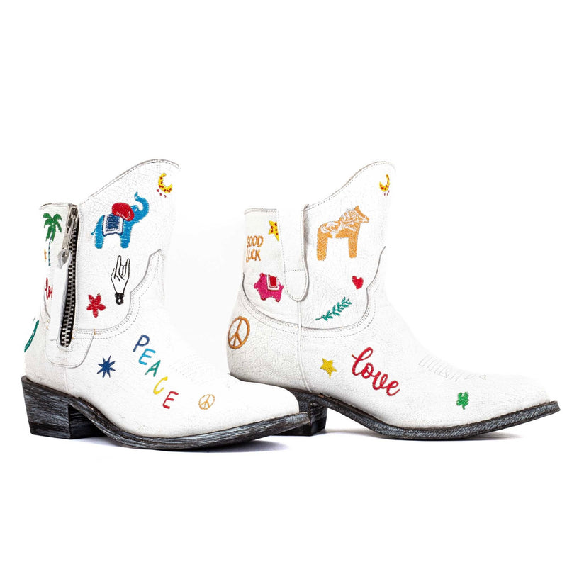 Cowboy Round Toe Ankle Boots - Love & Peace Shoes Mexicana