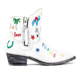 Cowboy Round Toe Ankle Boots - Love & Peace Shoes Mexicana White 7